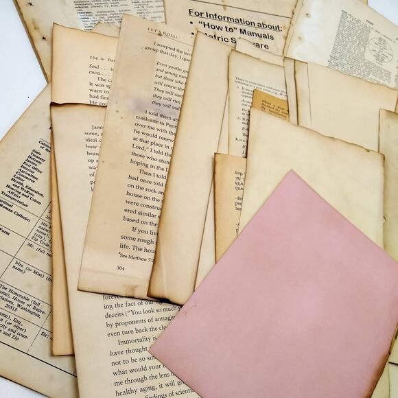 45 Coffee Dyed Book Pages, Hand Dyed Papers, Junk Journal Supply - Picture 5 of 5